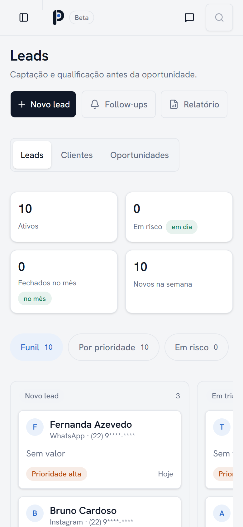 Porttimob em execução no smartphone